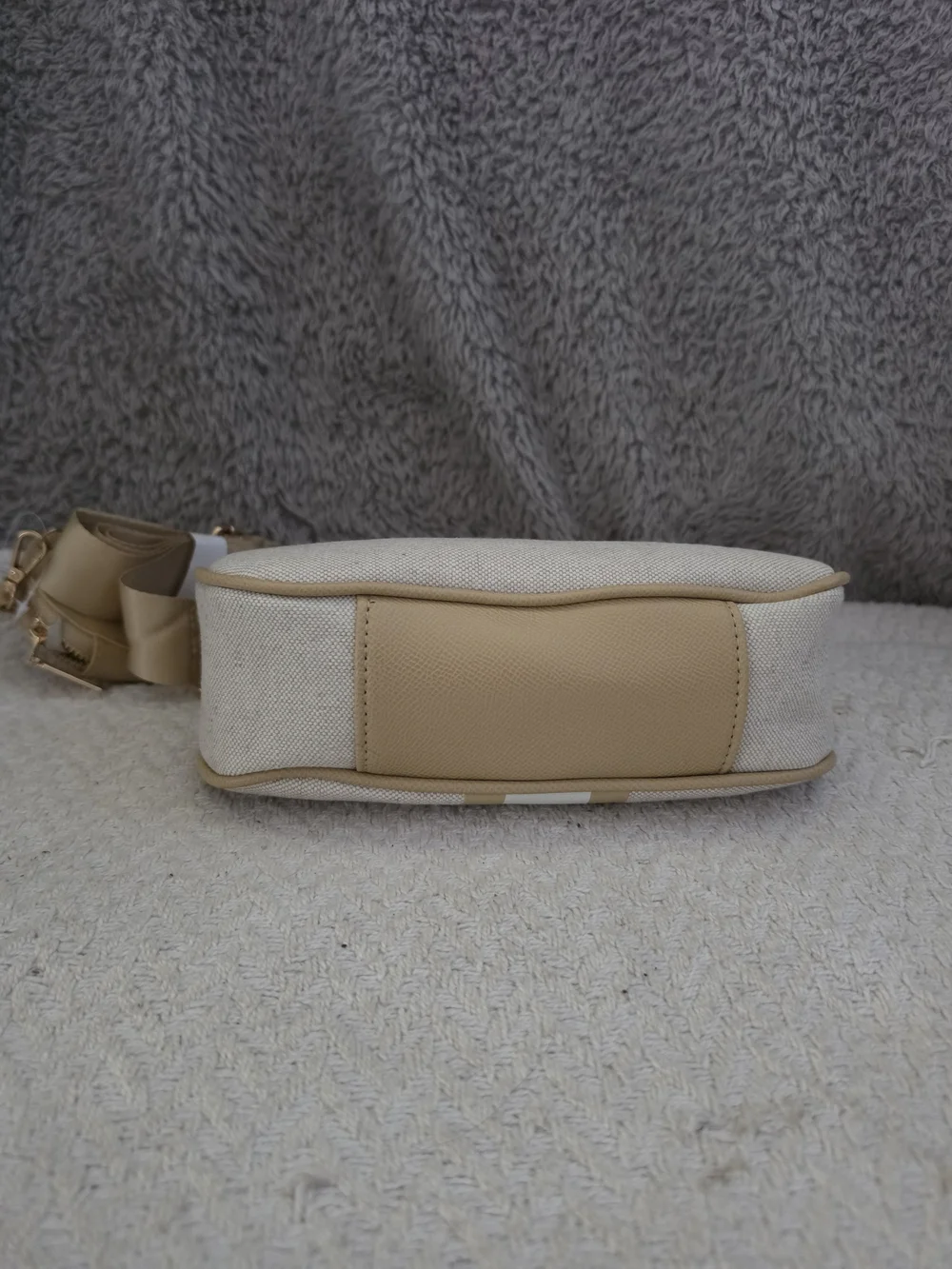 bebe Paisley Canvas Crossbody Bag with Coin Purse in the Almond